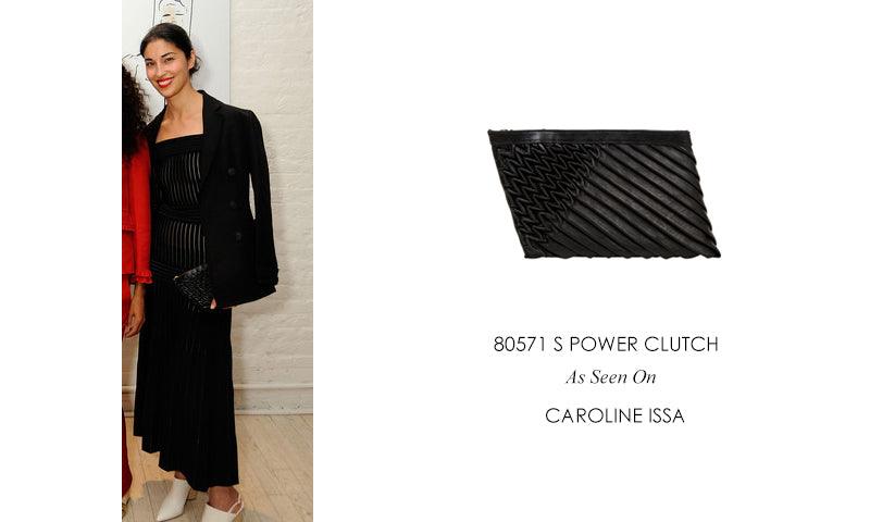 Caroline Issa wears the S power clutch - Sabrina Zeng