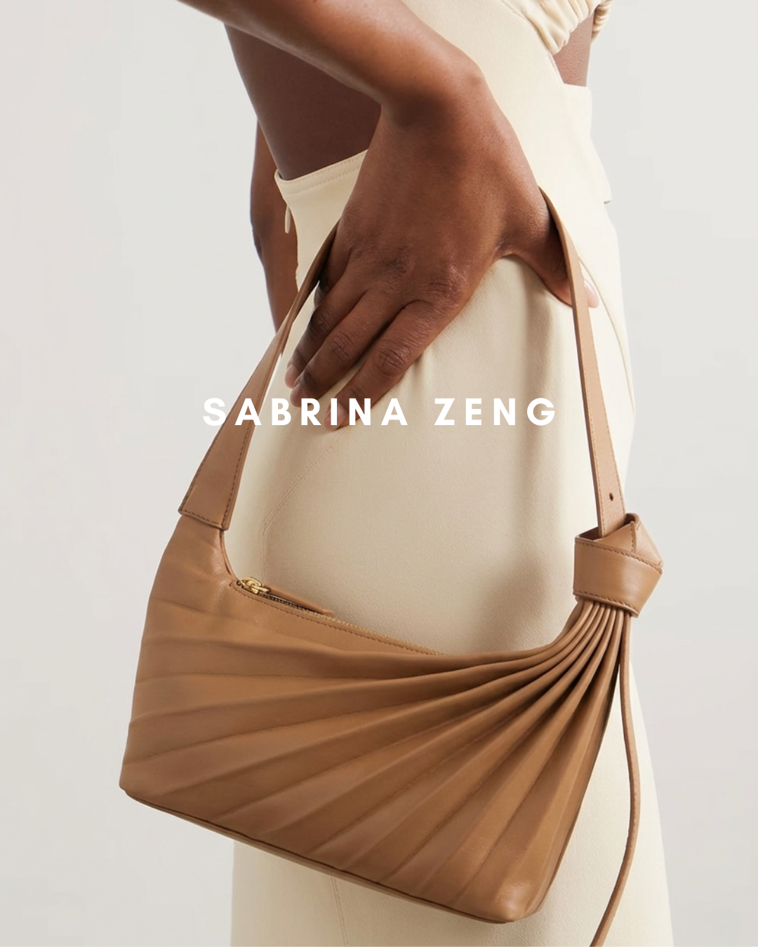 Chiaroscuro Sea Shoulder Bag in Tan Lambskin -Sabrina Zeng
