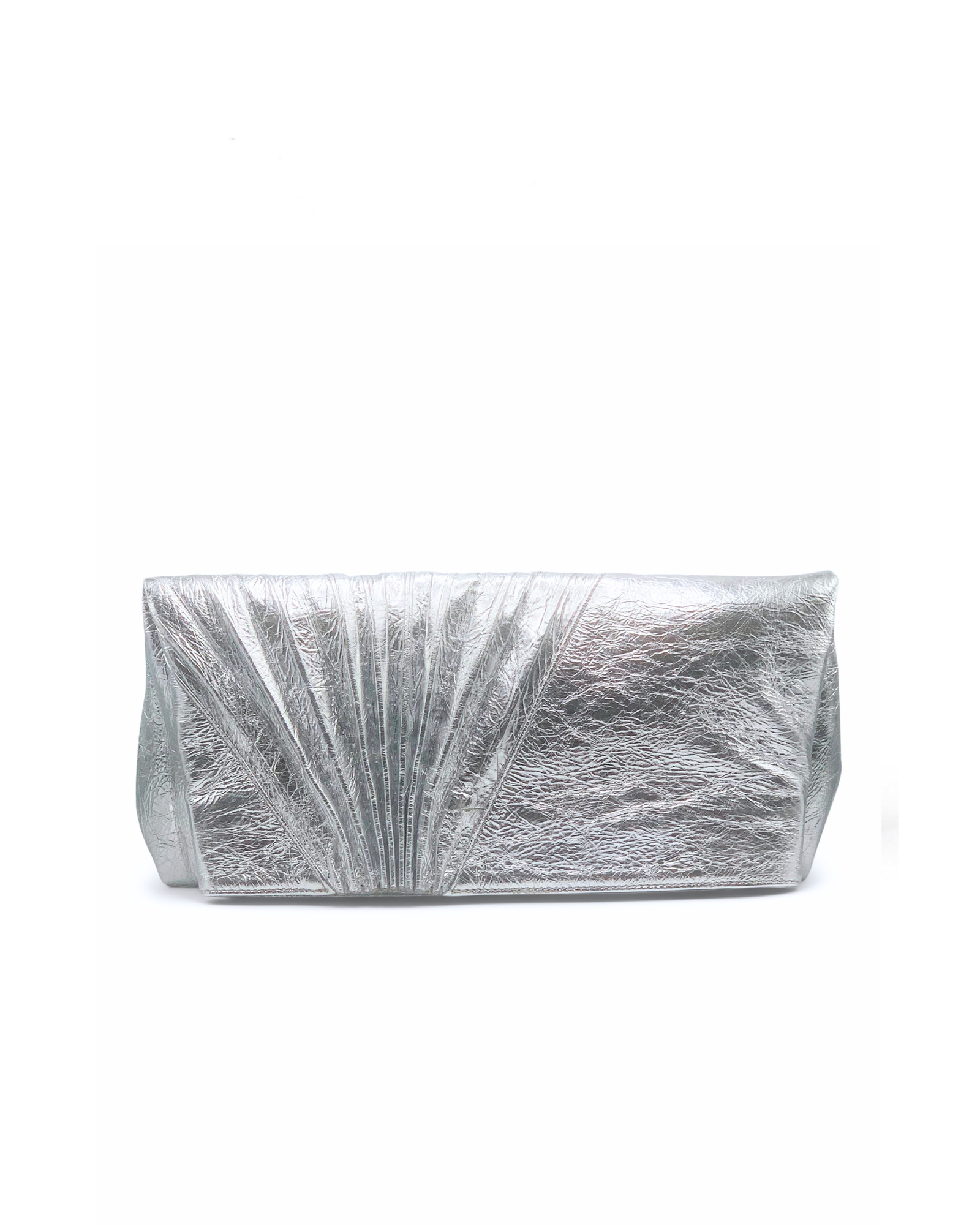 Chiaroscuro Clutch in Silver Leather- Sabrina Zeng