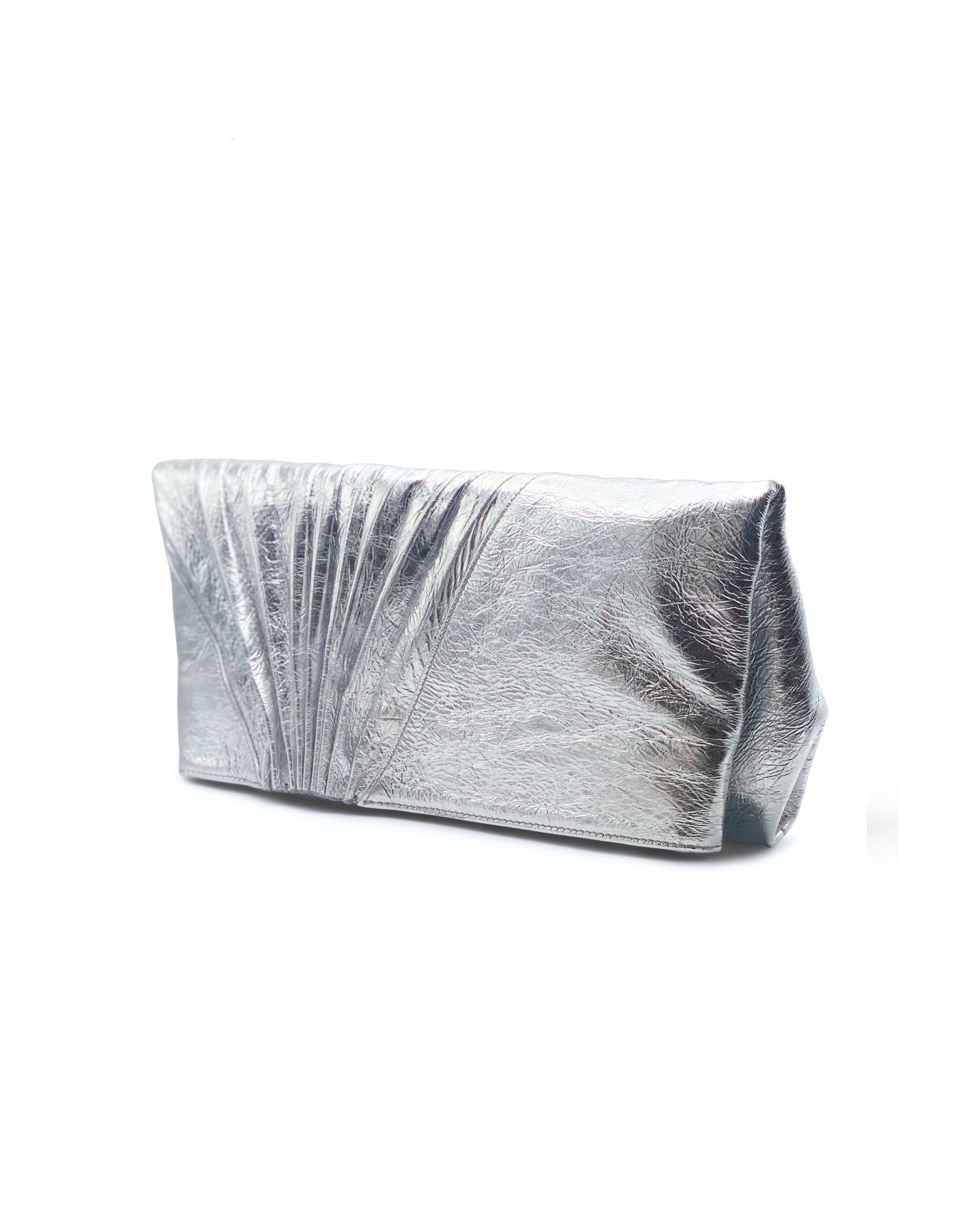 Chiaroscuro Clutch in Silver Leather- Sabrina Zeng