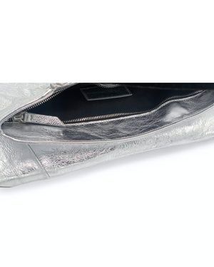 Chiaroscuro Clutch in Silver Leather- Sabrina Zeng