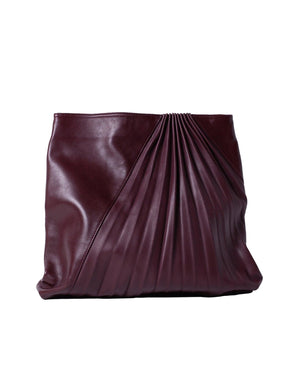 Chiaroscuro Clutch in Burgundy Lambskin- Sabrina Zeng