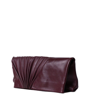 Chiaroscuro Clutch in Burgundy Lambskin- Sabrina Zeng