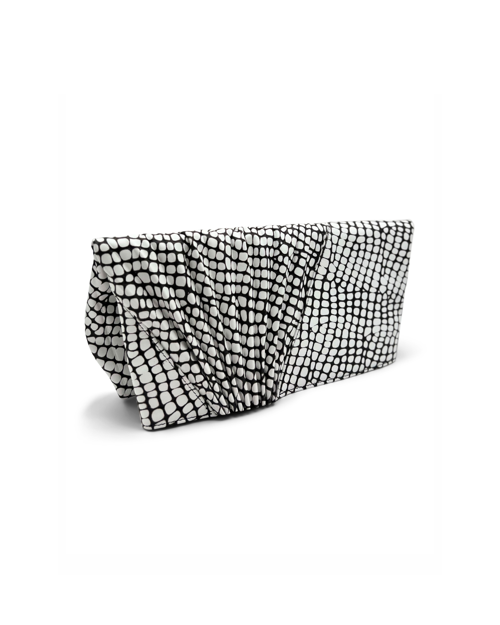 Chiaroscuro Clutch in Geometric Croc-Effect Lambskin- Sabrina Zeng
