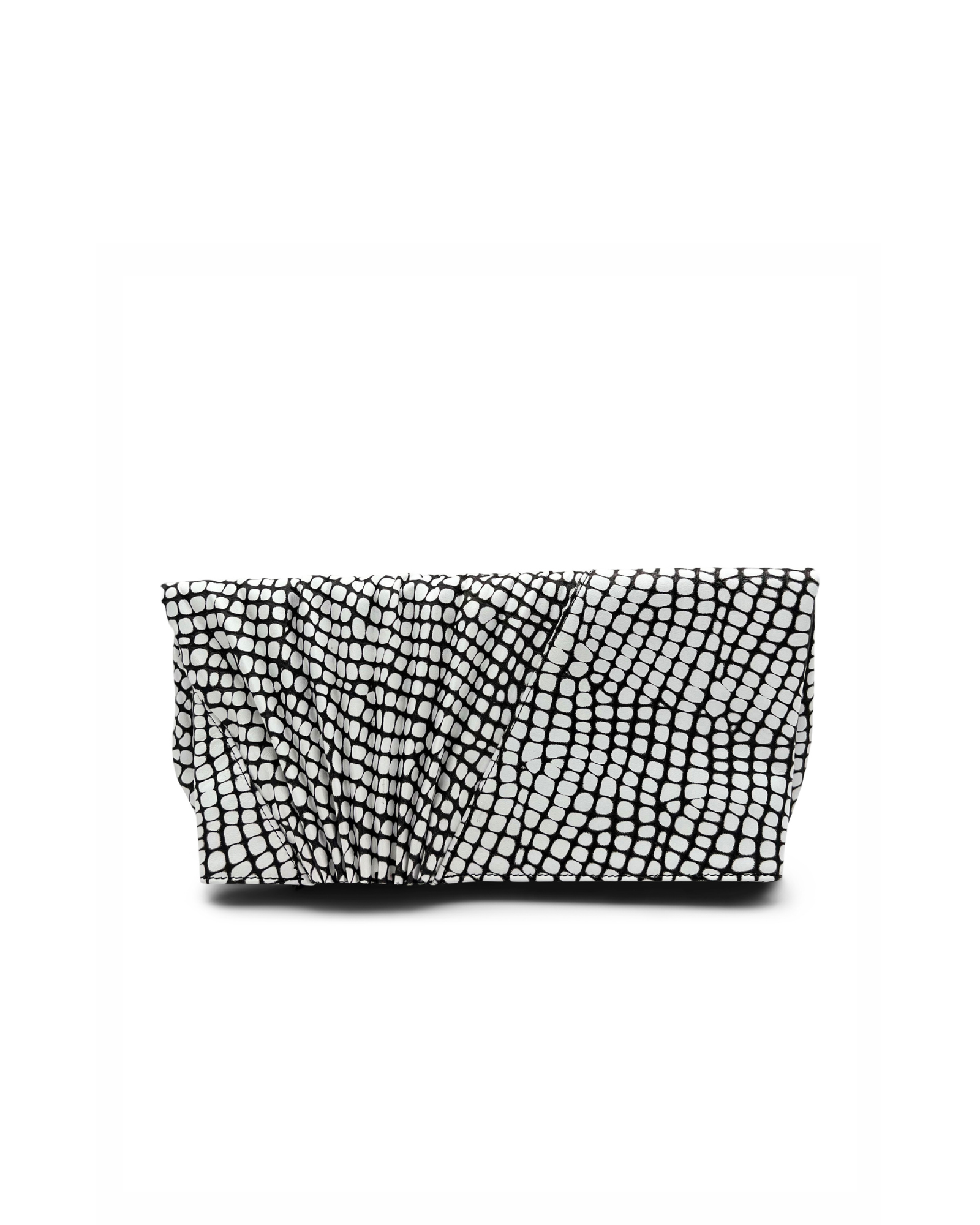 Chiaroscuro Clutch in Geometric Croc-Effect Lambskin- Sabrina Zeng