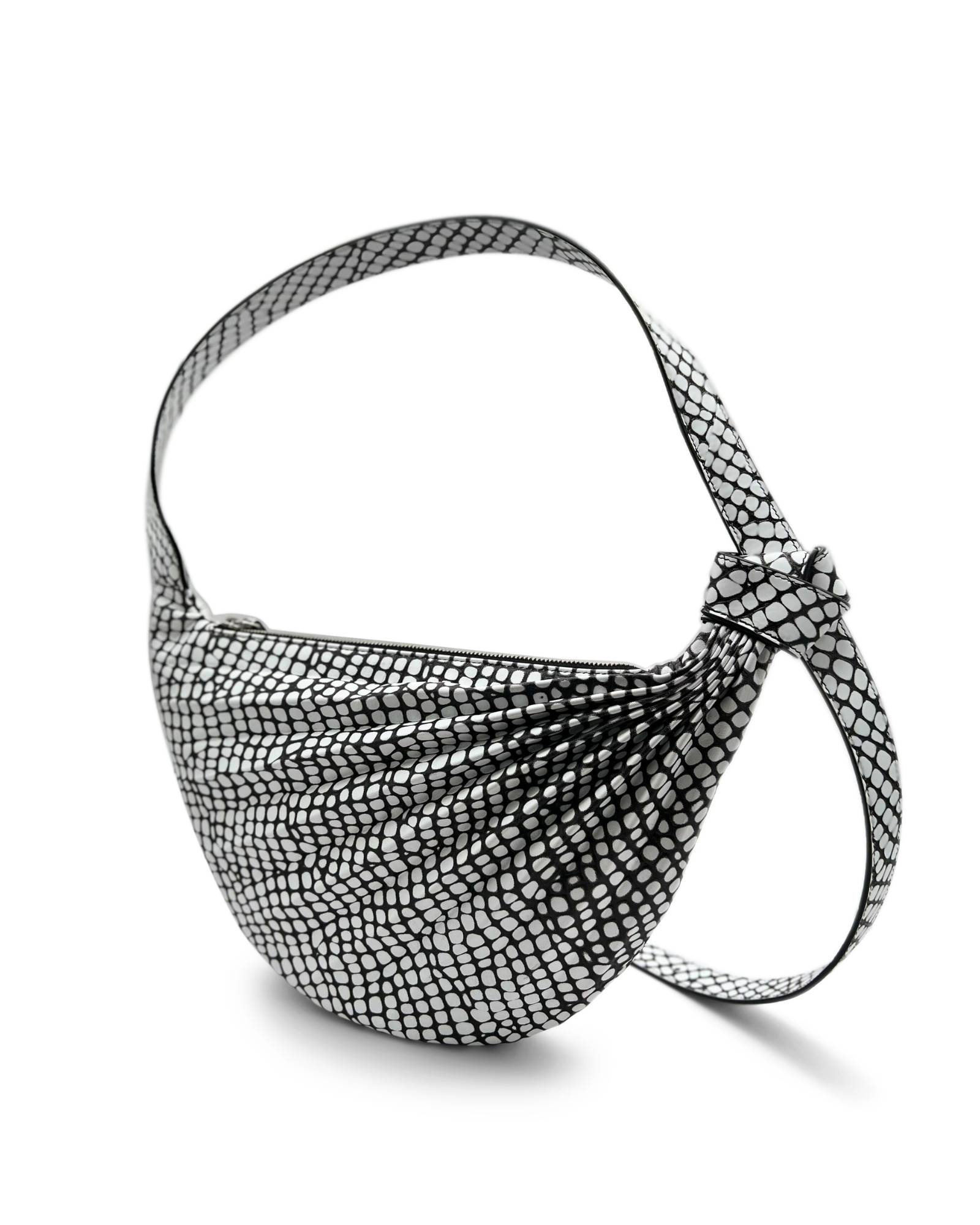 Sabrina Zeng's  Hammock Hobo Bag Geometric Croc - Designer Leather Sling and Shoulder