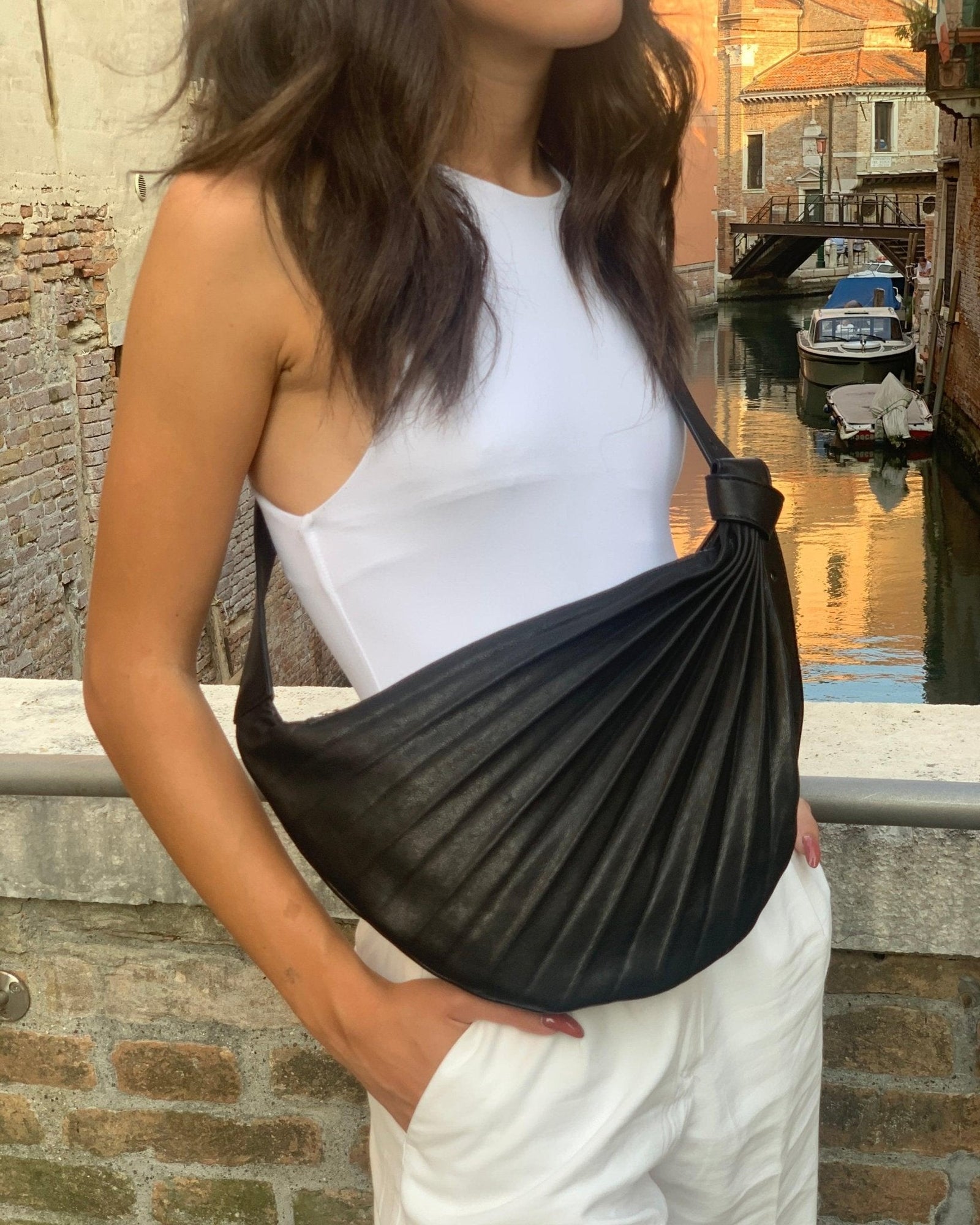 Sabrina Zeng's Chiaroscuro Hammock Black Sling Bag - Designer Shoulder and Crossbody Bag