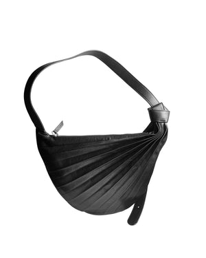 Sabrina Zeng's Black Hammock Sling Bag - Designer Leather Hobo and Crossbody