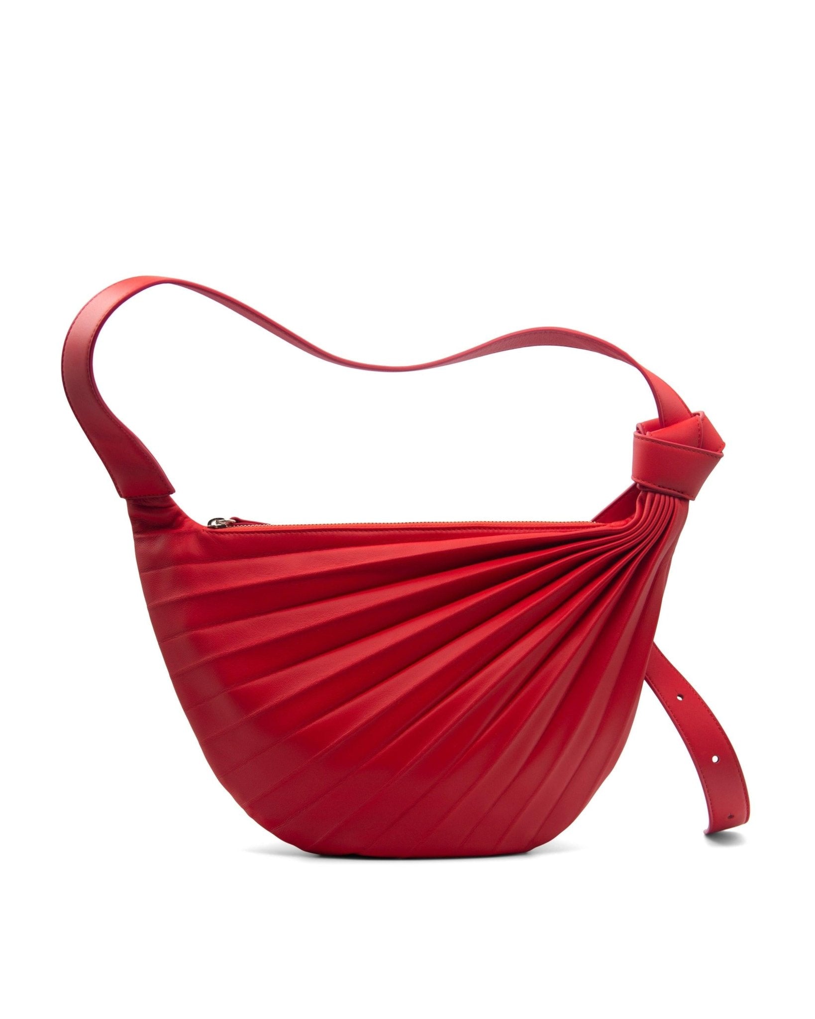 Sabrina Zeng's Chiaroscuro Hammock Sling Bag in Coral Red - Stylish Red Crossbody Bag