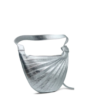 Chiaroscuro Hammock Sling Bag in Silver Lambskin - Sabrina Zeng
