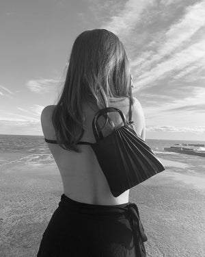 Chiaroscuro Mini Tote Bag in Black Lambskin- Sabrina Zeng