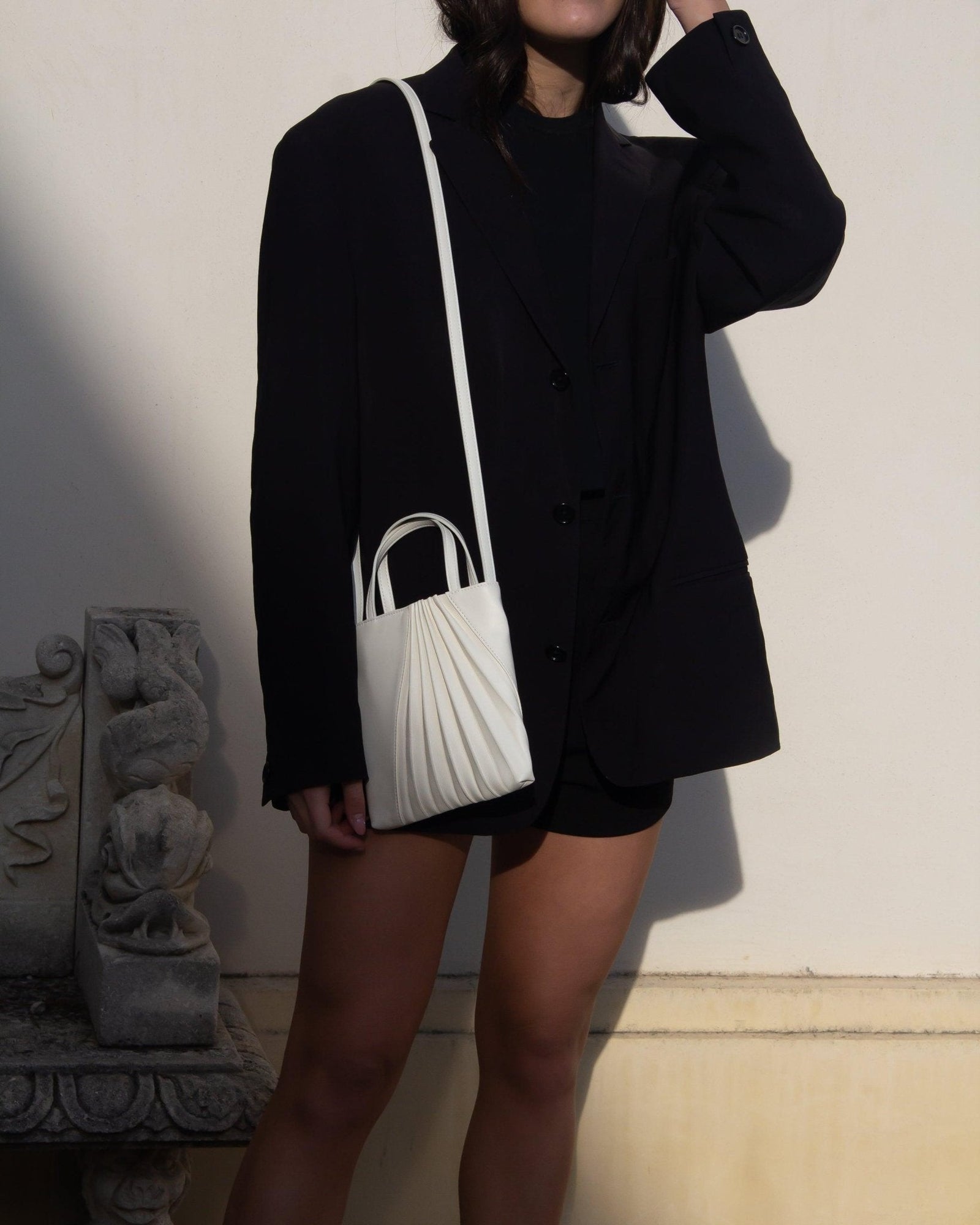 Chiaroscuro Mini Tote Bag in Off white Lambskin - Sabrina Zeng