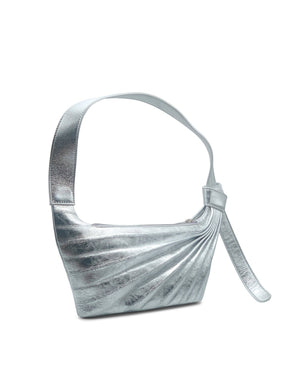 Sling Shoulder Bag in Silver Lambskin -Sabrina Zeng