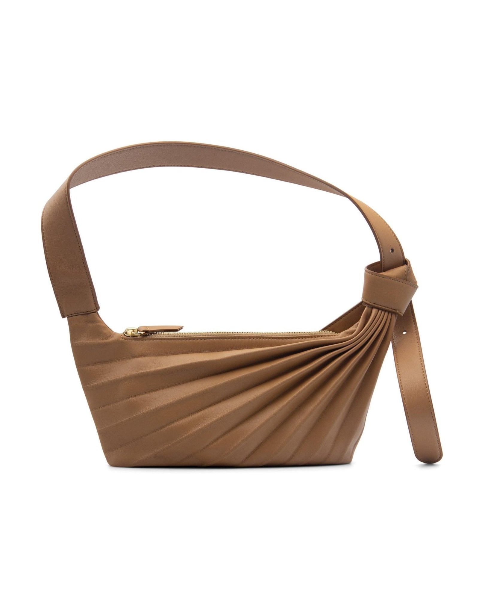Chiaroscuro Sea Shoulder Bag in Tan Lambskin -Sabrina Zeng
