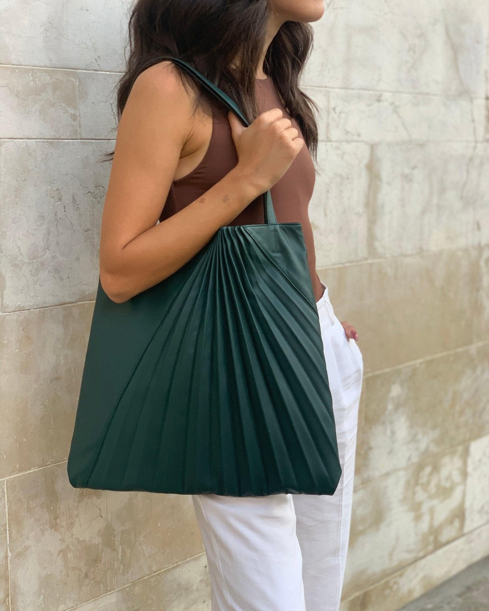 Chiaroscuro Weekend Tote in Tuscan green Lambskin - Sabrina Zeng