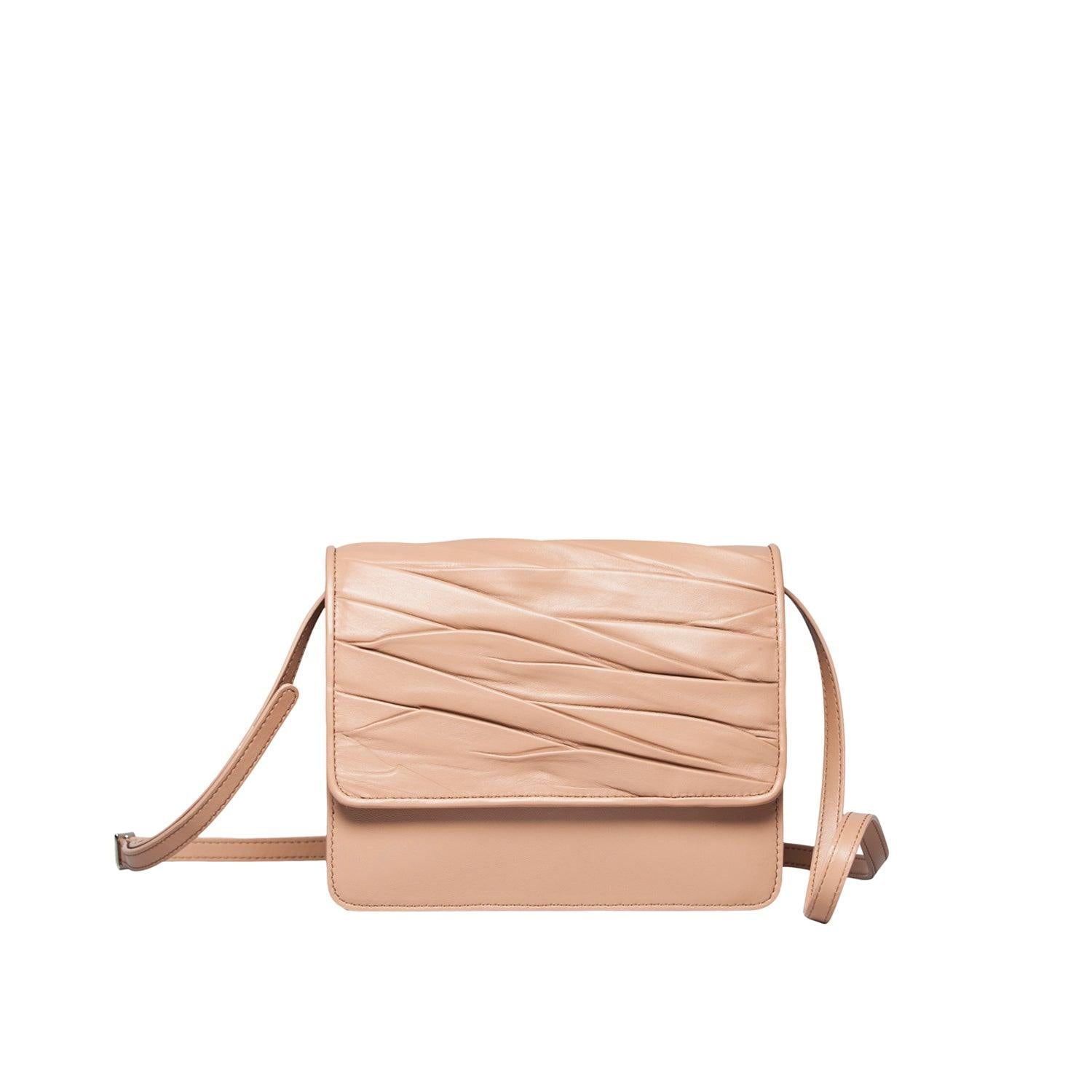 Freedom Crossbody Bag in Taupe Lambskin - Sabrina Zeng