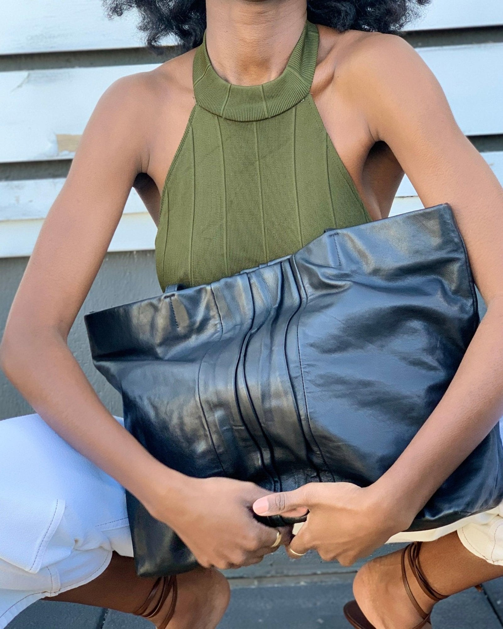 Infinity Departure Tote in Black Lambskin - Sabrina Zeng