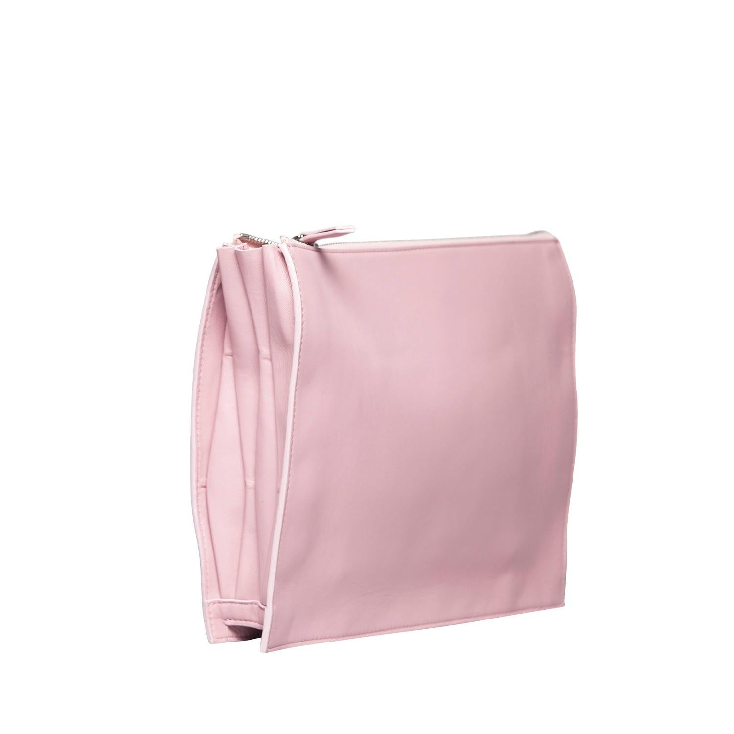 Infinity Power Clutch in pink/beige lambskin- Sabrina Zeng
