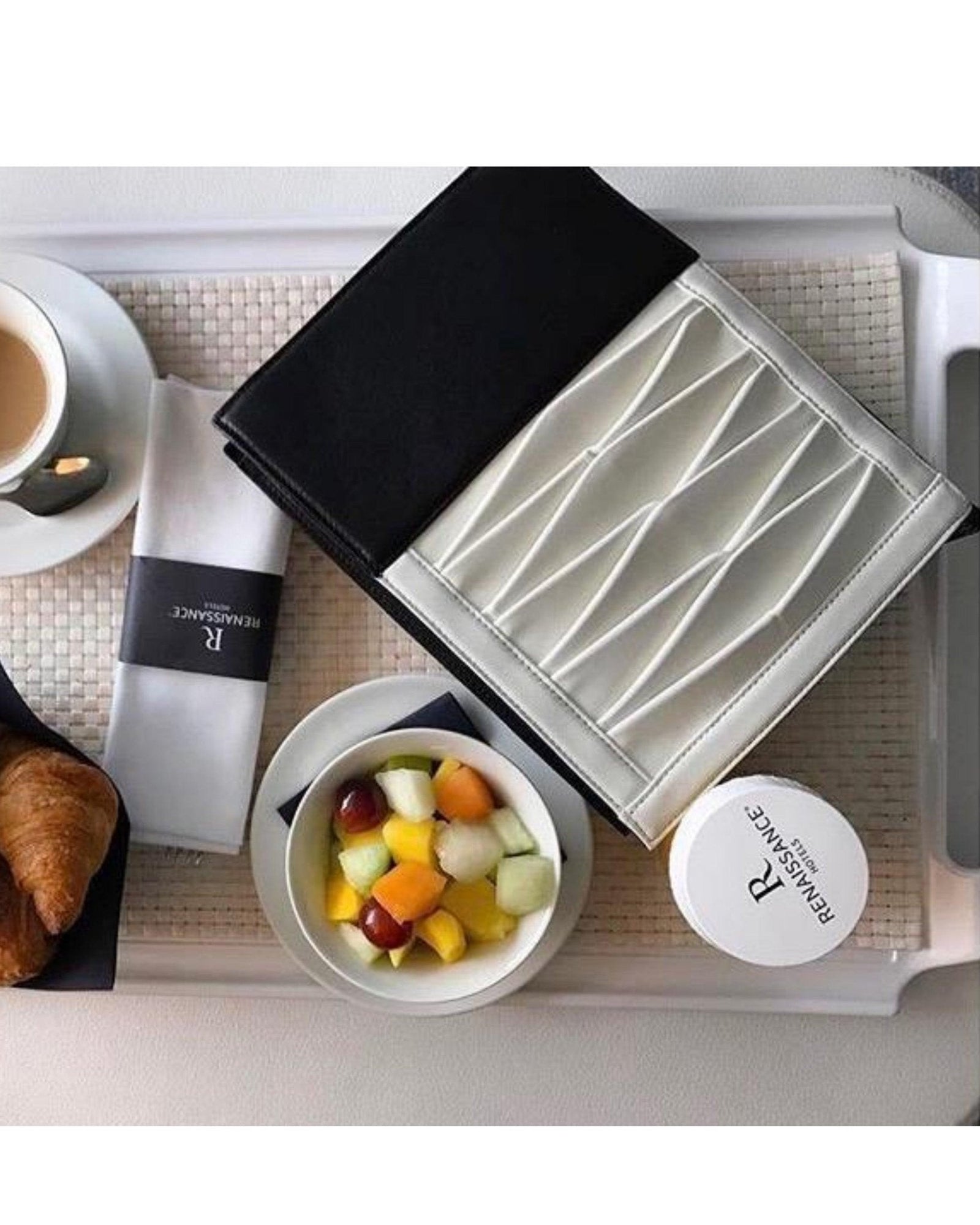 Infinity Shoulder Bag in Black/Off white Lambskin- Sabrina Zeng