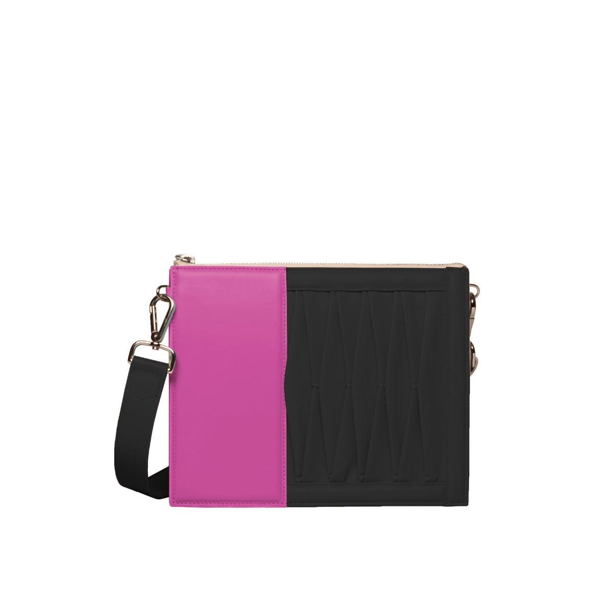 Infinity Shoulder Bag in Magenta/Black Lambskin- Sabrina Zeng