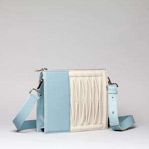 Infinity Shoulder Bag in Sky blue/Off white Lambskin- Sabrina Zeng