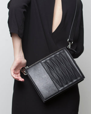 Infinity Shoulder Bag in Black Lambskin- Sabrina Zeng