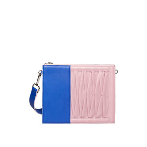 Infinity Shoulder Bag in Blue/Rose pink Lambskin- Sabrina Zeng