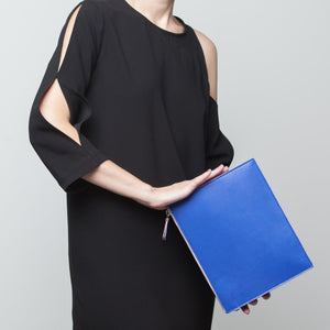Infinity Shoulder Bag in Blue/Rose pink Lambskin- Sabrina Zeng