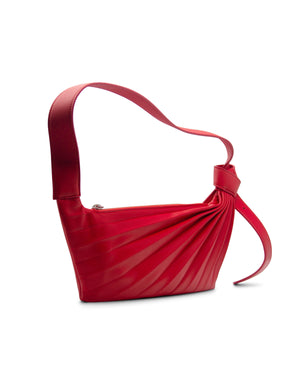 Sling Shoulder Bag in Coral Red Lambskin -Sabrina Zeng