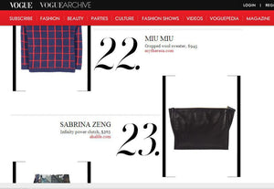 Seen on Vogue- Infinity Power Clutch in Black Lambskin- Sabrina Zeng